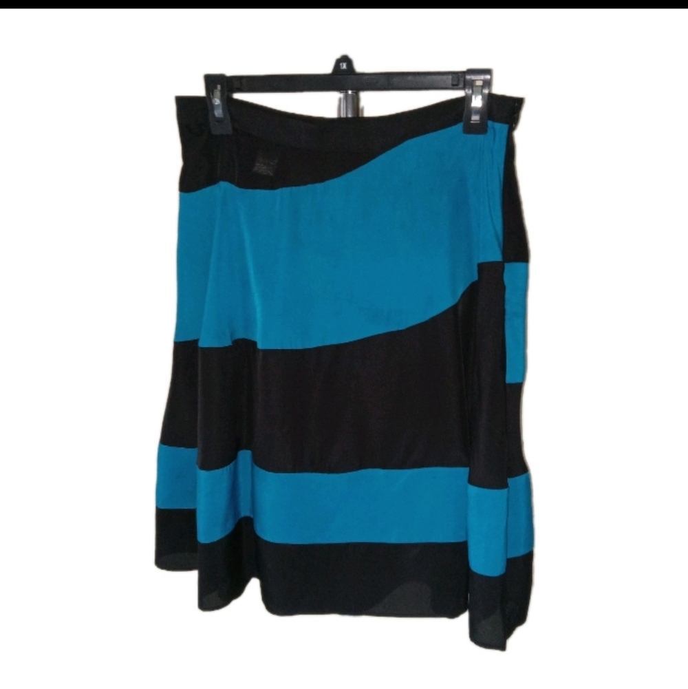 Derek Lam Black/Blue Semi Sheer  Lightweight Skirt 8